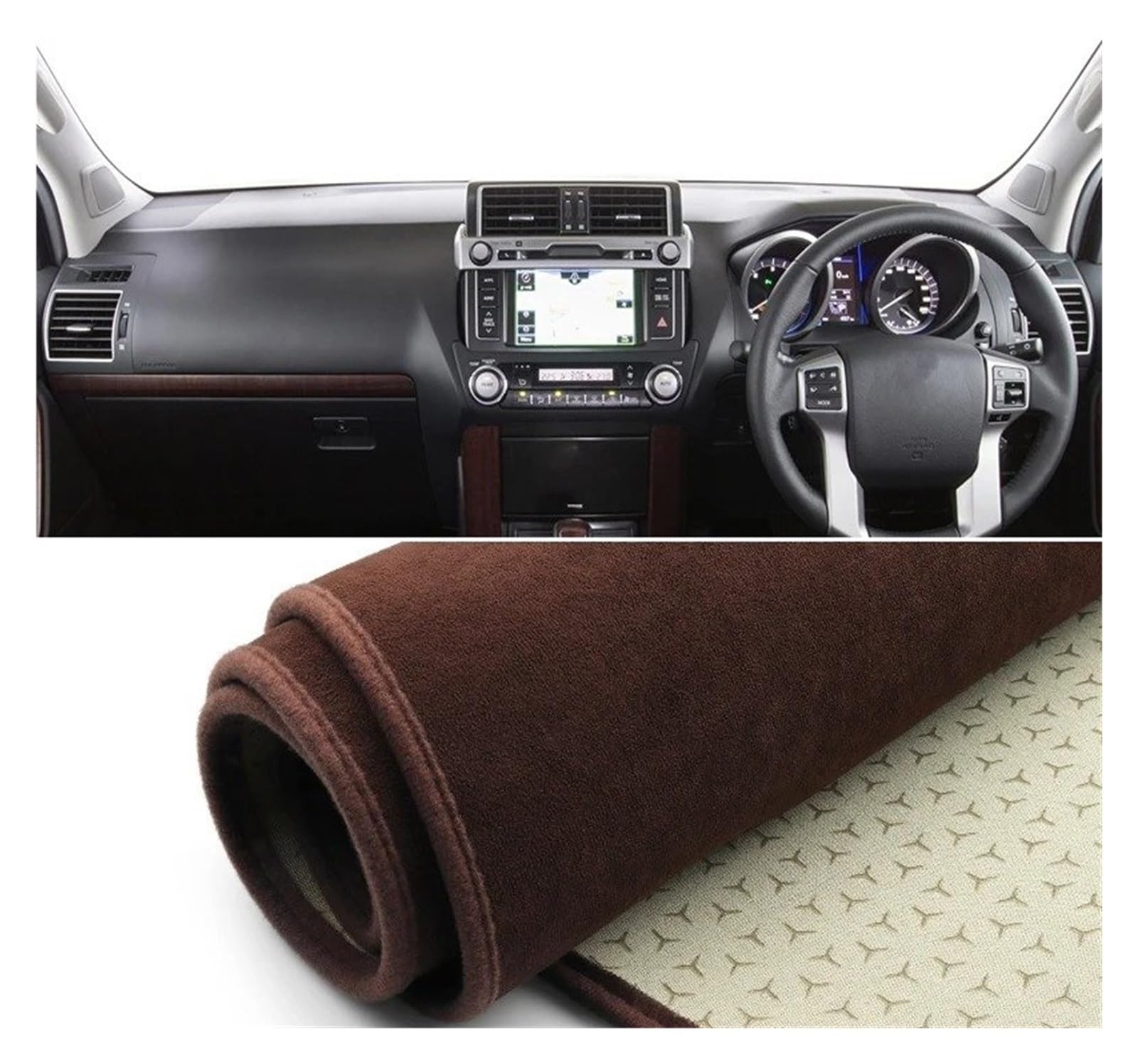 Auto Armaturenbrett Abdeckmatte Für Toyota Für Land Für Cruiser Für Prado J150 LC150 FJ150 2010-2022 Auto Dashboard Abdeckung Sonnenschutz Vermeiden Licht Matte Pad Teppiche(B RHD Brown) von Eejghfwq