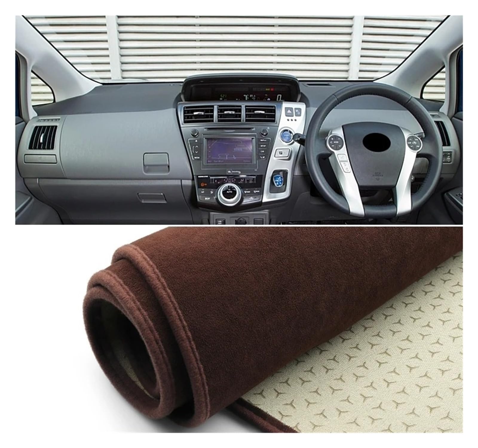 Auto Armaturenbrett Abdeckmatte Für Toyota Für Prius V Für Plus Für Alpha Für Hybrid 2012-2019 Auto Dashboard Abdeckung Sonnenschutz Vermeiden Licht Matte Pad Teppich(B RHD Brown) von Eejghfwq