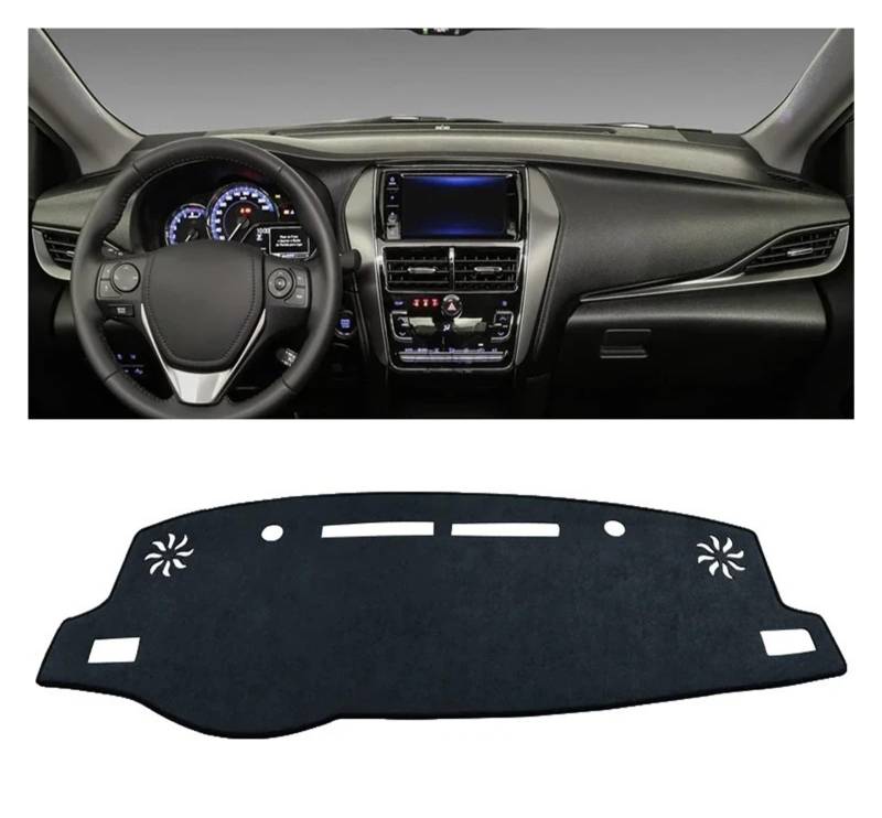 Auto Armaturenbrett Abdeckmatte Für Toyota Für Vios 2019 2020 2021 2022 2023 Auto Dashboard Abdeckung Dash Matte Sonnenschutz Nicht-Slip Pad Zubehör(B LHD Black) von Eejghfwq