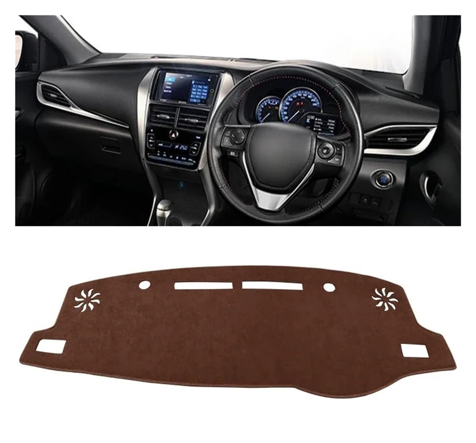 Auto Armaturenbrett Abdeckmatte Für Toyota Für Vios 2019 2020 2021 2022 2023 Auto Dashboard Abdeckung Dash Matte Sonnenschutz Nicht-Slip Pad Zubehör(B RHD Brown) von Eejghfwq