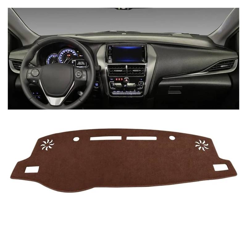 Auto Armaturenbrett Abdeckmatte Für Toyota Für Yaris Für Ativ 2019 2020 2021 2022 2023 Auto Dashboard Abdeckung Dash Matte Sonnenschutz Nicht-Slip Pad Zubehör(B LHD Brown) von Eejghfwq