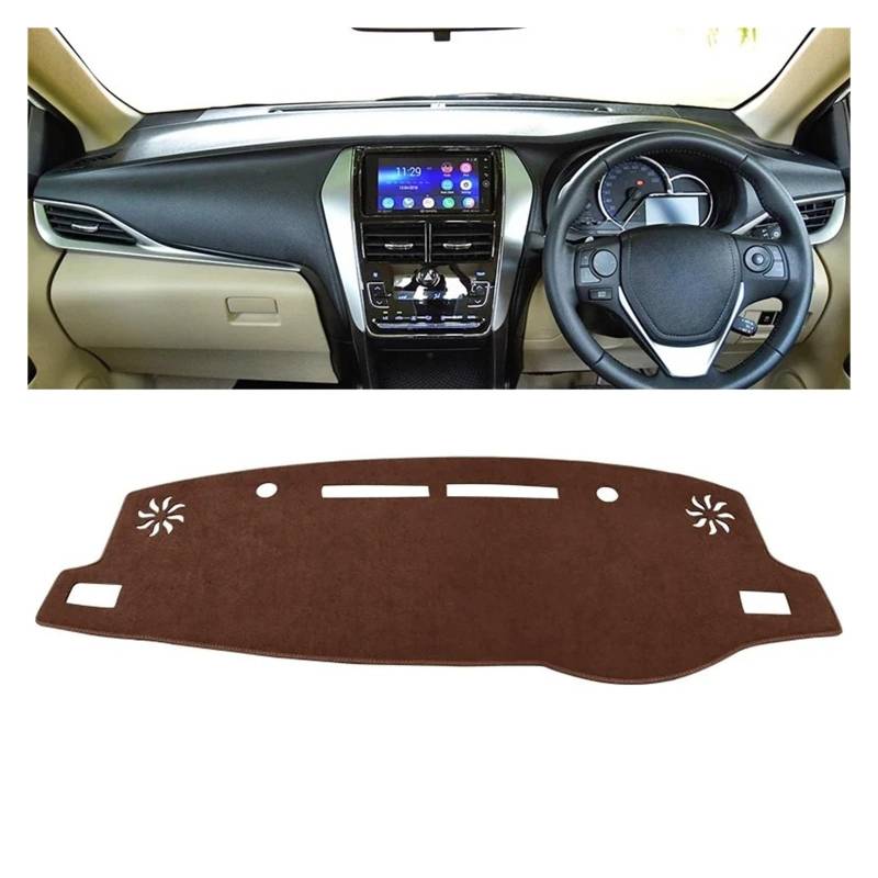 Auto Armaturenbrett Abdeckmatte Für Toyota Für Yaris Für Ativ 2019 2020 2021 2022 2023 Auto Dashboard Abdeckung Dash Matte Sonnenschutz Nicht-Slip Pad Zubehör(B RHD Brown) von Eejghfwq