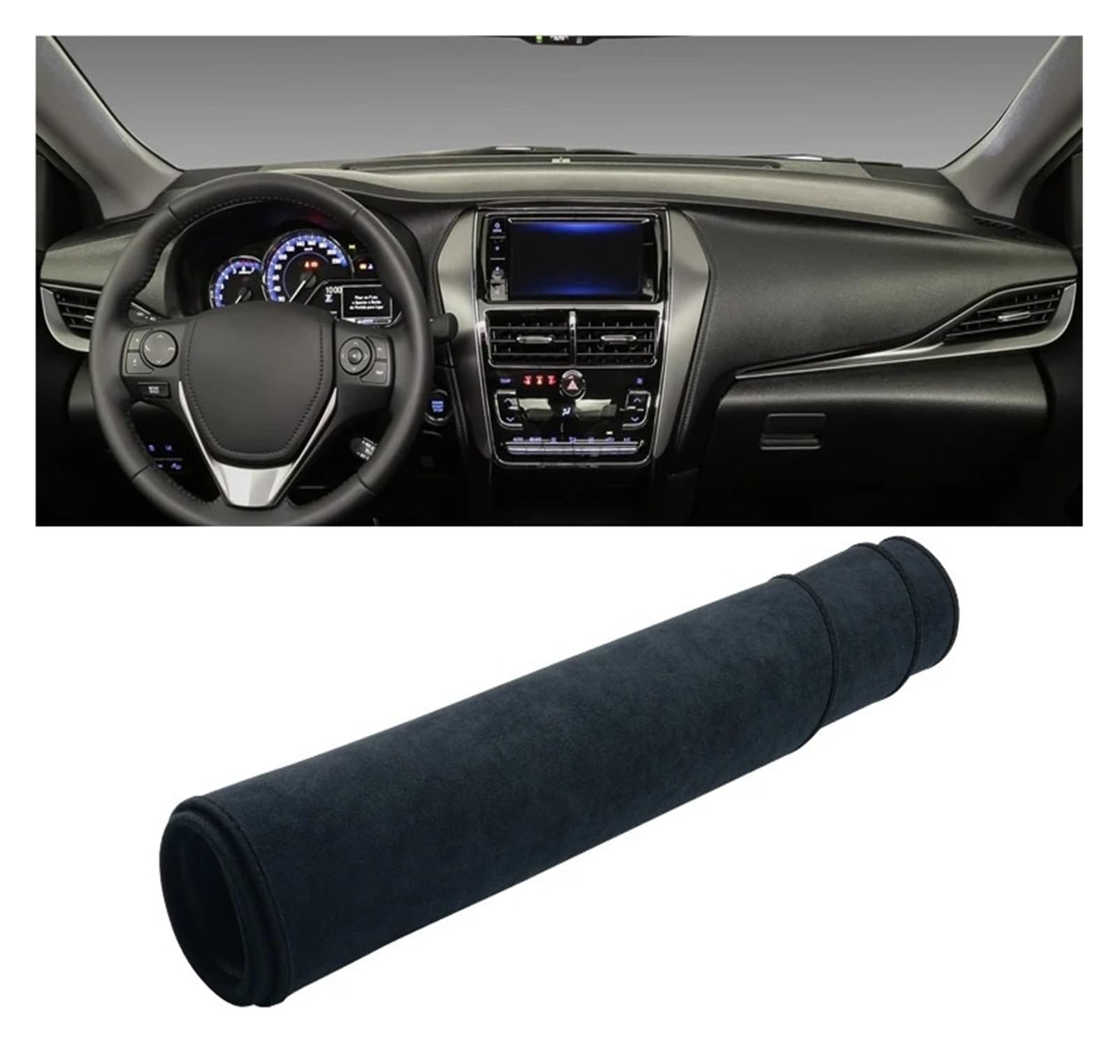 Auto Armaturenbrett Abdeckmatte Für Toyota Für Yaris Für Ativ 2019 2020 2021 2022 2023 Auto Dashboard Abdeckung Vermeiden Licht Matte Sonnenschutz Teppich Anti-Uv-Pad Fall(B Black LHD) von Eejghfwq