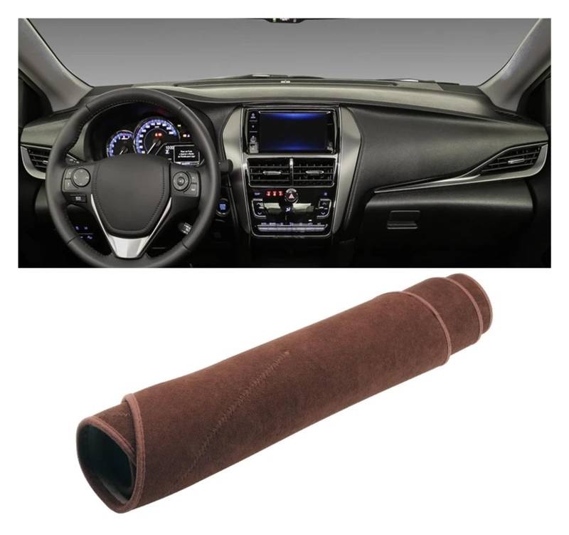 Auto Armaturenbrett Abdeckmatte Für Toyota Für Yaris Für Ativ 2019 2020 2021 2022 2023 Auto Dashboard Abdeckung Vermeiden Licht Matte Sonnenschutz Teppich Anti-Uv-Pad Fall(B Brown LHD) von Eejghfwq