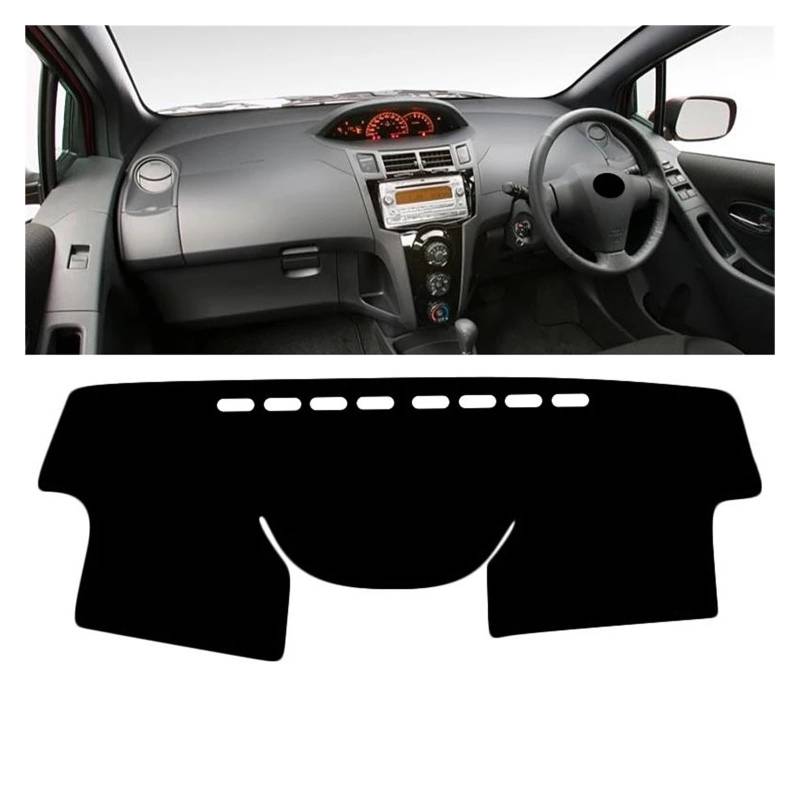 Auto Armaturenbrett Abdeckmatte Für Toyota Für Yaris Für Vitz 2006 2007 2008 2009 2010 2011 Auto Dashboard Abdeckung Dash Matte Sonnenschutz Nicht-Slip Pad Zubehör(A Black Side RHD) von Eejghfwq