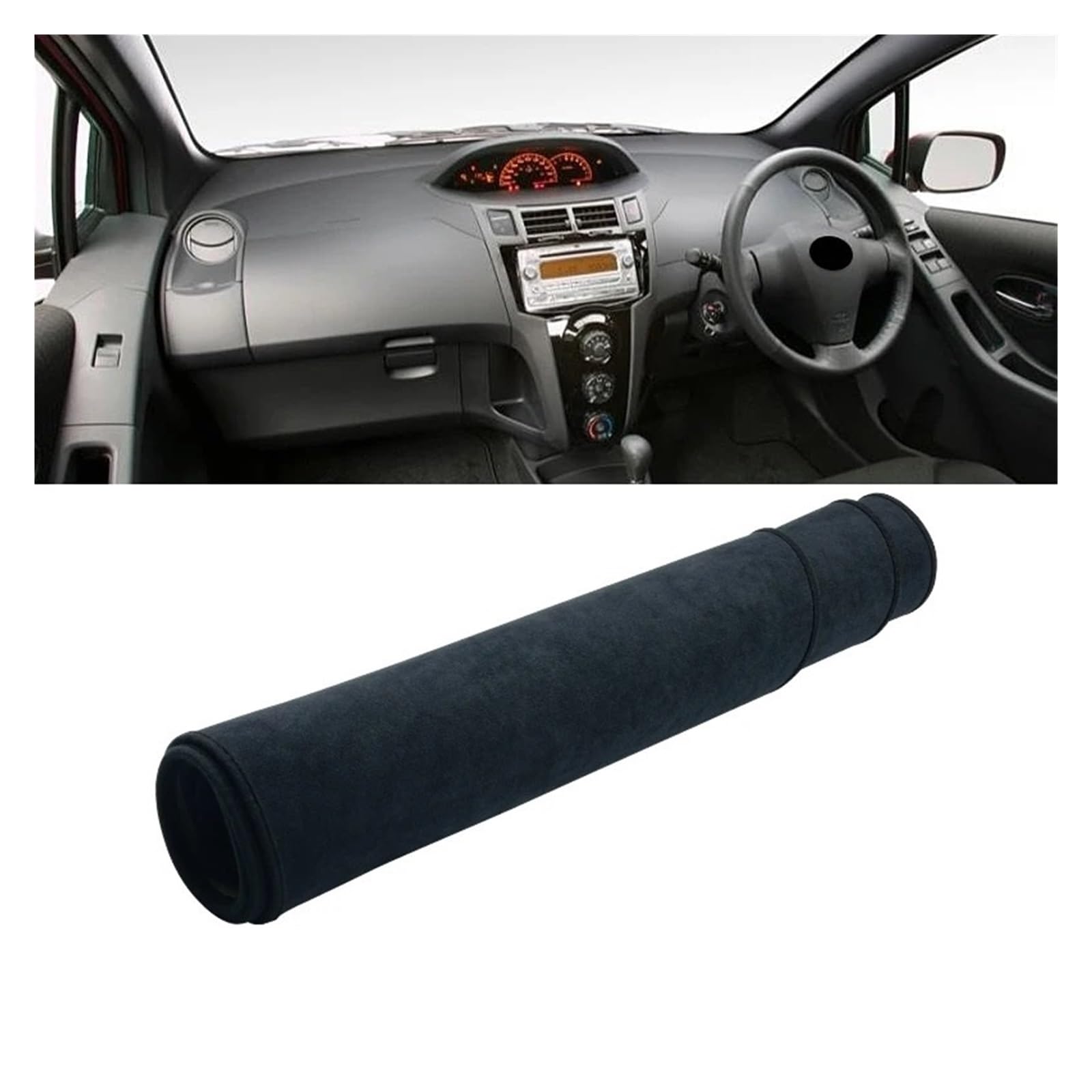 Auto Armaturenbrett Abdeckmatte Für Toyota Für Yaris Für Vitz 2006 2007 2008 2009 2010 2011 Auto Dashboard Abdeckung Dash Matte Sonnenschutz Nicht-Slip Pad Zubehör(B Black RHD) von Eejghfwq