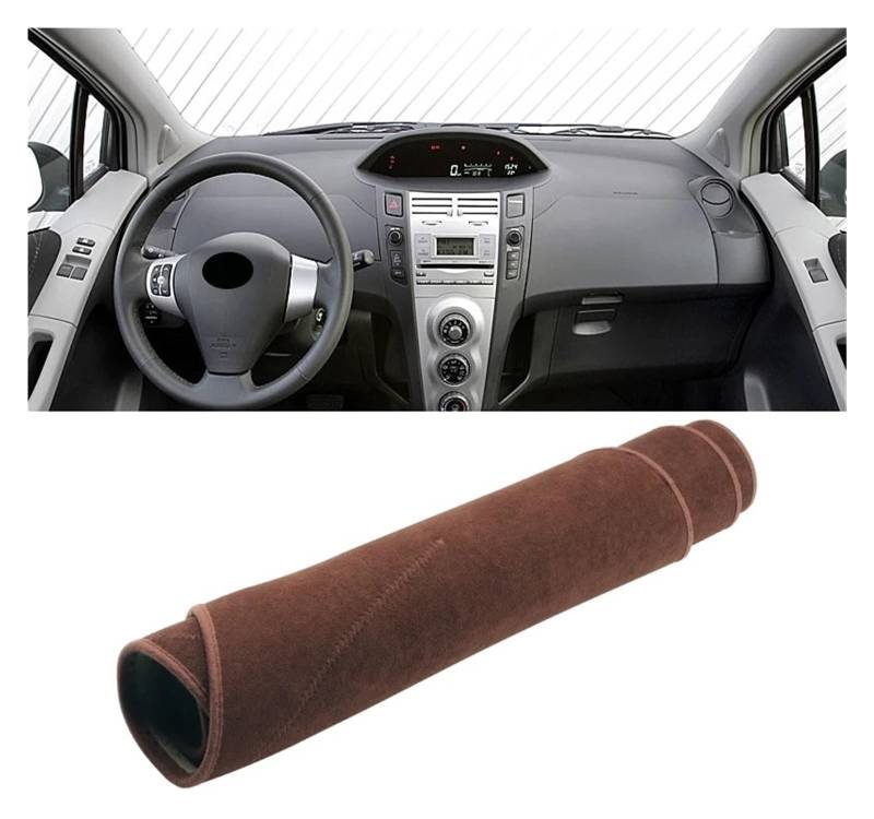 Auto Armaturenbrett Abdeckmatte Für Toyota Für Yaris Für Vitz 2006-2011 Auto Dashboard Abdeckung Vermeiden Licht Sonnenschutz Pad Anti-Uv Teppiche Nicht-Slip Matten(B Brown LHD) von Eejghfwq