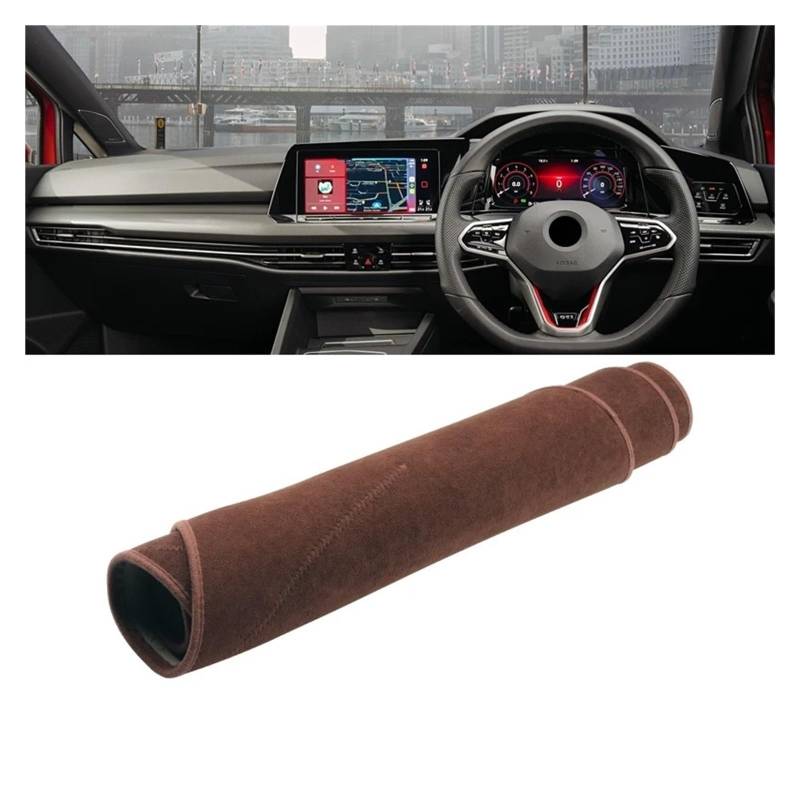 Auto Armaturenbrett Abdeckmatte Für VW Für Golf 8 MK8 2020 2021 2022 2023 Auto Zubehör Dashboard Abdeckung Vermeiden Licht Pad Sonnenschutz Anti-Uv Teppiche Matte(B Brown RHD) von Eejghfwq