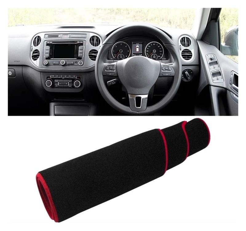 Auto Armaturenbrett Abdeckmatte Für VW Für Tiguan MK1 2007 2008 2009 2010 2011 2012 2013 2014 2015 Auto Dashboard Abdeckung Dash Matte Sonnenschutz Pad Zubehör(A Red Side RHD) von Eejghfwq