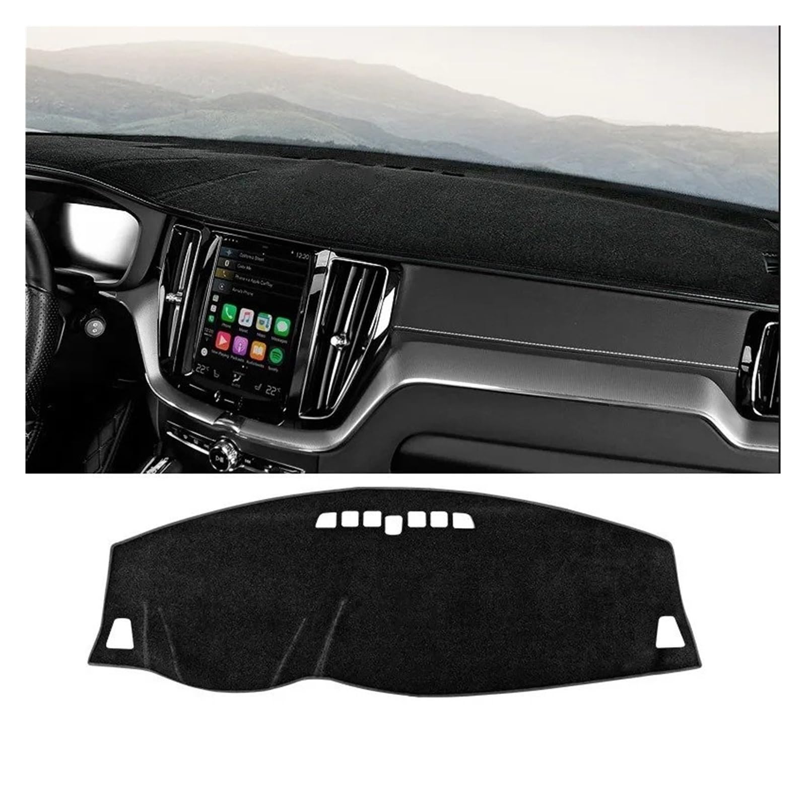 Auto Armaturenbrett Abdeckmatte Für Volvo Für XC60 2022 LHD Auto Dashboard Abdeckung Staubdicht Sonnenschutz Instrument Plattform Teppich Matten Innen Zubehör(A Black Edge) von Eejghfwq