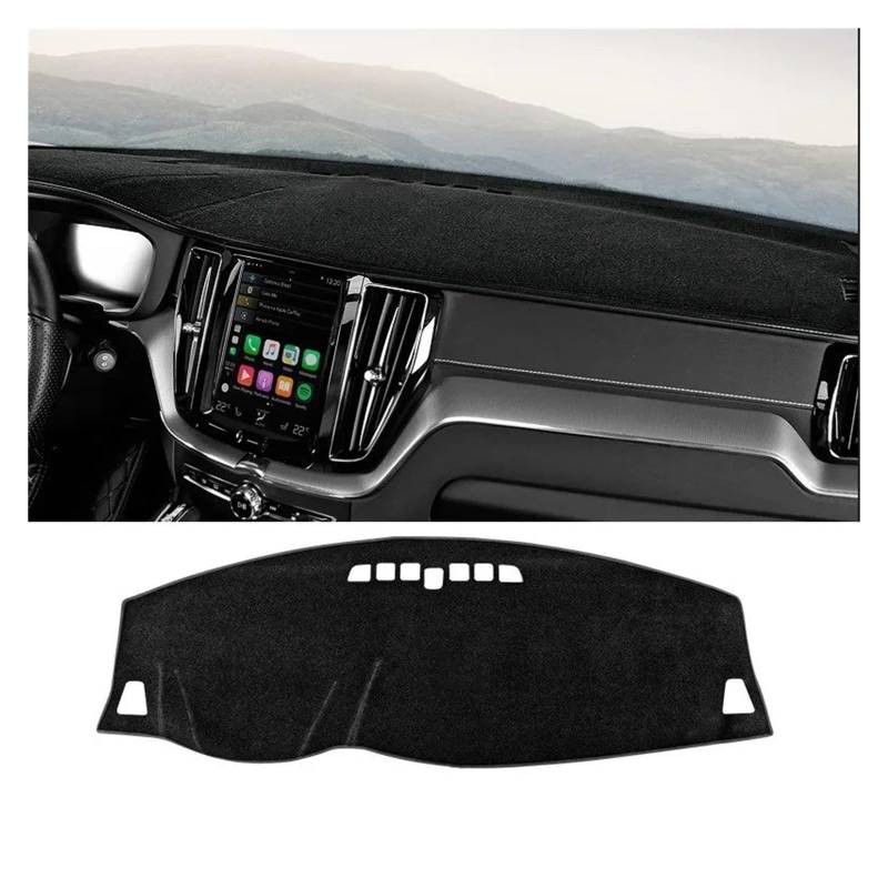 Auto Armaturenbrett Abdeckmatte Für Volvo Für XC60 2022 LHD Auto Dashboard Abdeckung Staubdicht Sonnenschutz Instrument Plattform Teppich Matten Innen Zubehör(A Black Edge) von Eejghfwq