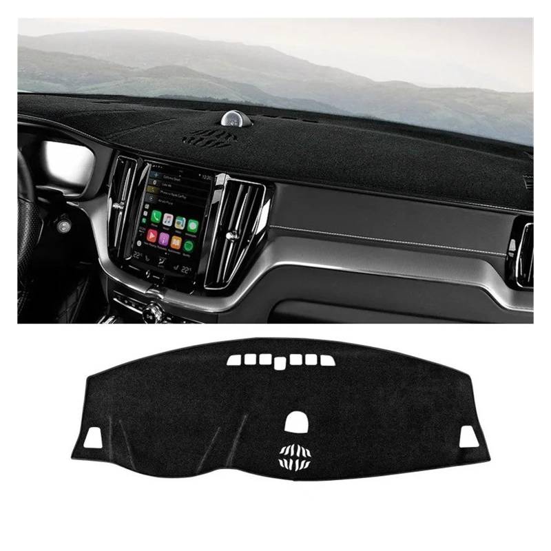 Auto Armaturenbrett Abdeckmatte Für Volvo Für XC60 2022 LHD Auto Dashboard Abdeckung Staubdicht Sonnenschutz Instrument Plattform Teppich Matten Innen Zubehör(B Black Edge) von Eejghfwq