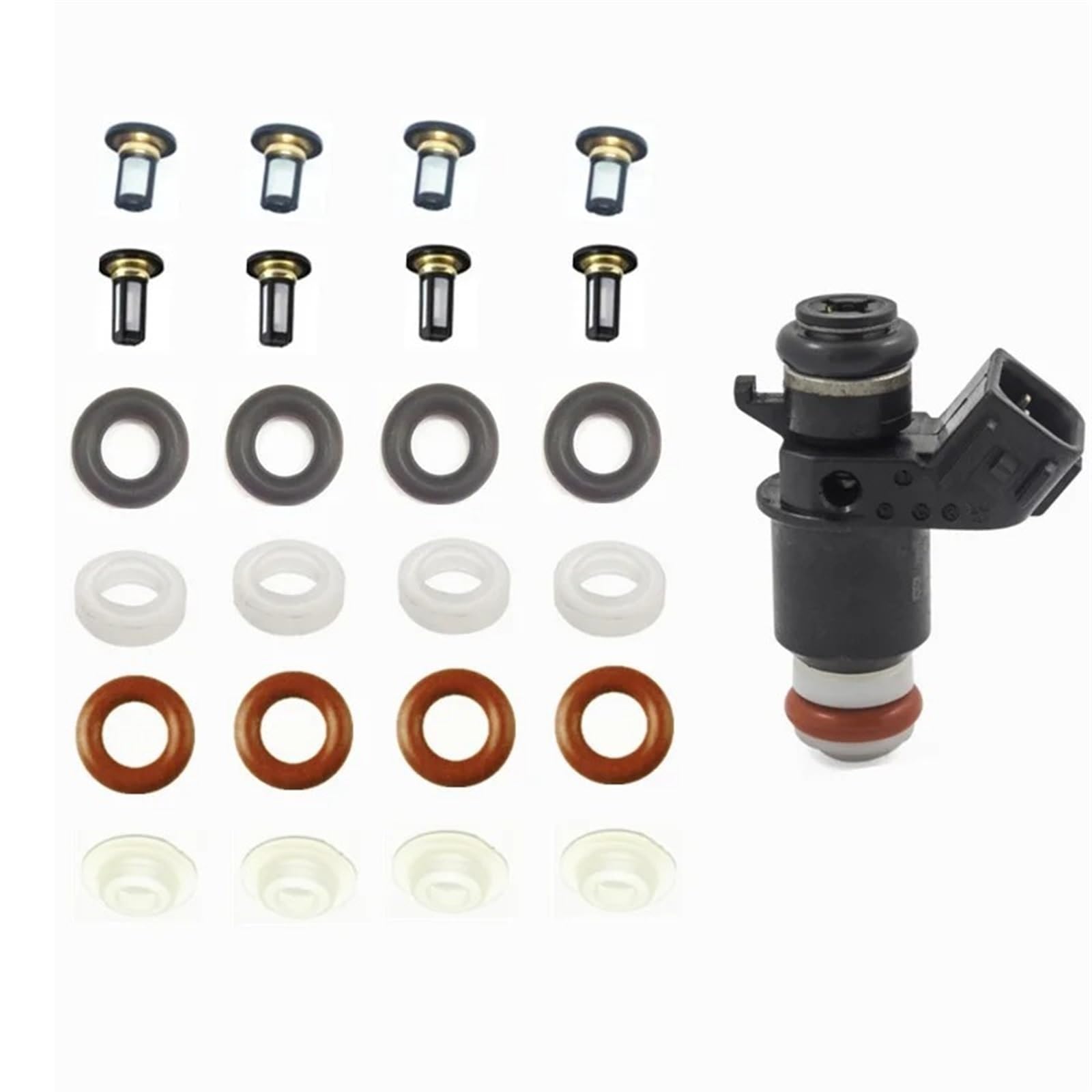 Fuel Injector Für Civic 1,7 L LX EX CX H 2001-2005 16450-PLD-003 842-12282 4sets Kraftstoff Injektor Rebuild Reparatur Kit O-Ring Kit Filter Kappen Einspritzventil von Eejghfwq