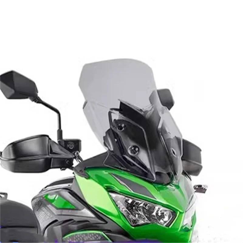 Für Kawasaki Für VERSYS650 Für VERSYS 650 2023 Motorrad Windschutzscheibe Modifizierte Windschutzscheibe Modifizierte Frontscheibe Motorrad Windabweiser Windschild(49cm Smoke Grey) von Eejghfwq