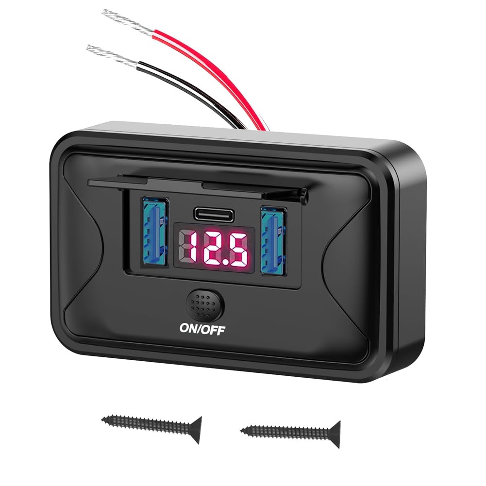 Eeuye 12V-24V RV USB-Steckdose PD3.0 USB C 36W+Dual QC3.0 18W 3Ports Autoladegerät Steckdose Zubehör für Auto Bus RV Truck B von Eeuye