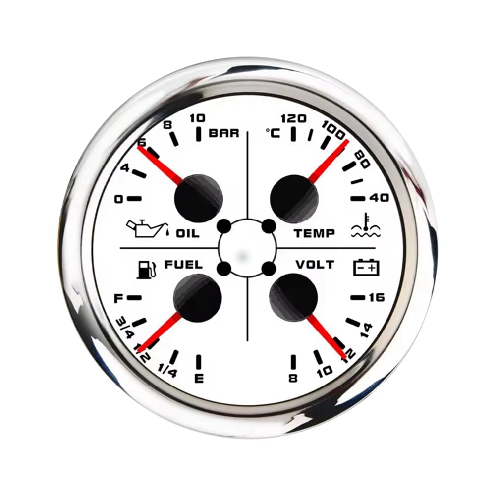 Eeuye 85 mm 4-in-1 Multifunktionsmessgerät mit 0-190 Ohm/240-33 Ohm Tankanzeige Wassertemperatur Ölpresse Voltmeter C von Eeuye