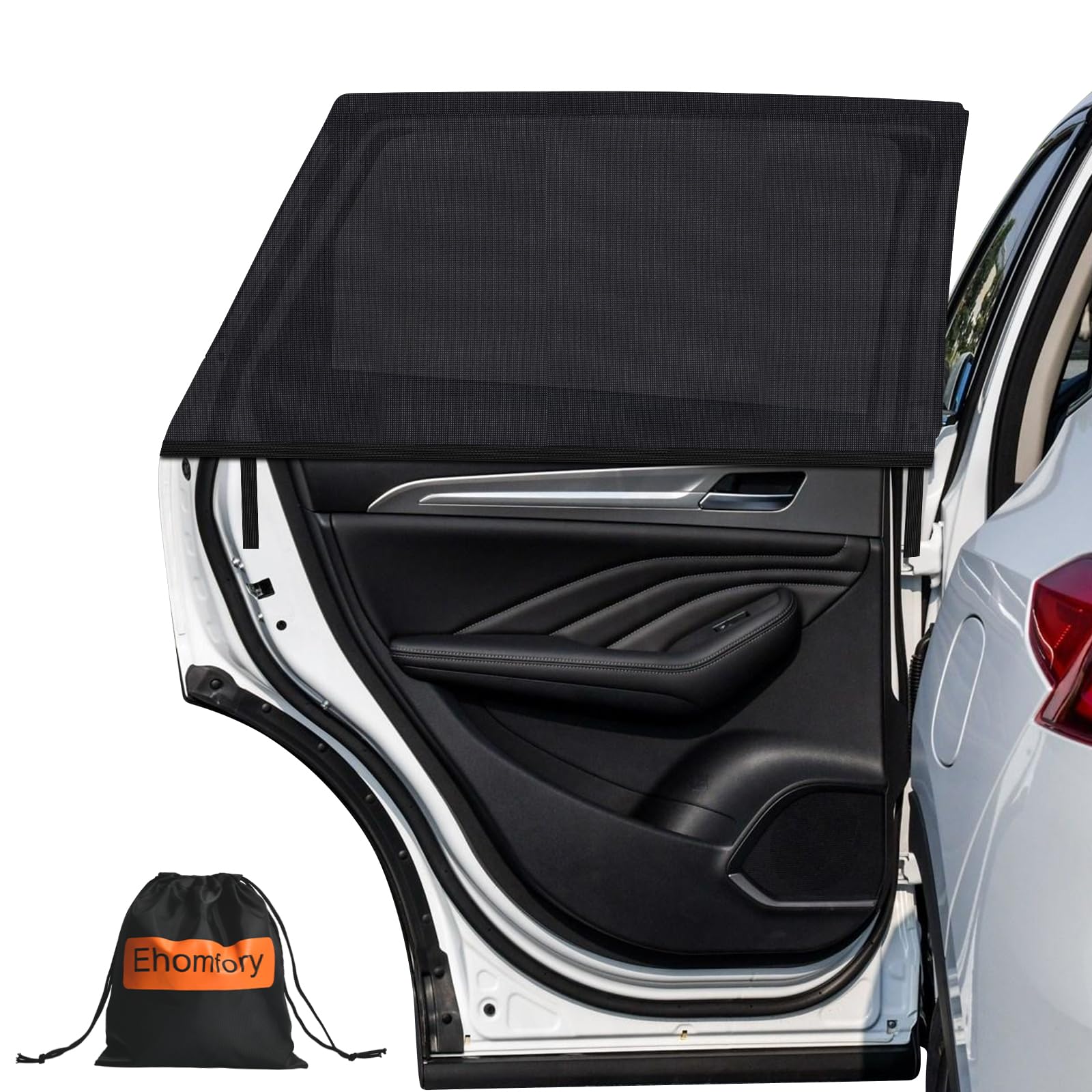 Ehomfory Sonnenschutz Auto Baby, (2 Stück) Auto Sonnenschutz mit UV-Schutz, [2025 Upgrade] Hochwertiges Atmungsaktive Spandex mit 6 Klettverschluss für 99% Autos-L von Ehomfory