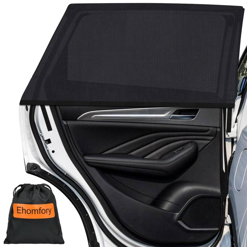 Ehomfory Sonnenschutz Auto Baby, (2 Stück) Auto Sonnenschutz mit UV-Schutz, [2025 Upgrade] Hochwertiges Atmungsaktive Spandex mit 6 Klettverschluss für 99% Autos-L von Ehomfory