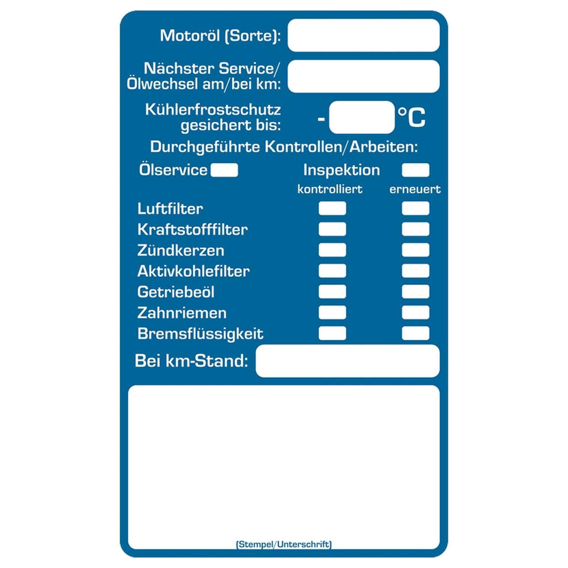 100x Ölwechsel Anhänger Ölwechsel Aufkleber Eichner | Ölwechselanhänger, Ölzettel Anhänger Werkstatt | Inspektionszettel von Eichner