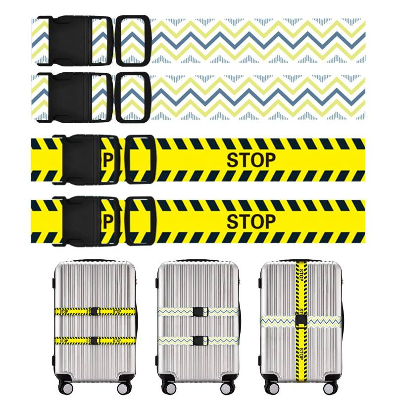 Eiflayn Koffergurt,4 Stück Kofferband Einstellbare,Kofferband Gurt mit Verschließbarer Schnalle,Personalisierter Kofferbänder,Kofferband Auffällig für die schnelle Identifizierung des Gepäcks,180cm von Eiflayn