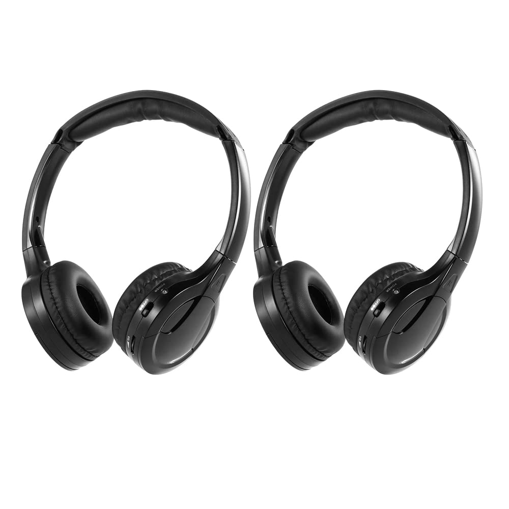 Eighosee 2 Packungen IR Kabellos KopfhöRer für Auto DVD Abspieler Kopf StüTze Video,Am Ohr Infrarot KopfhöRer Headset Universal (Schwarz) von Eighosee