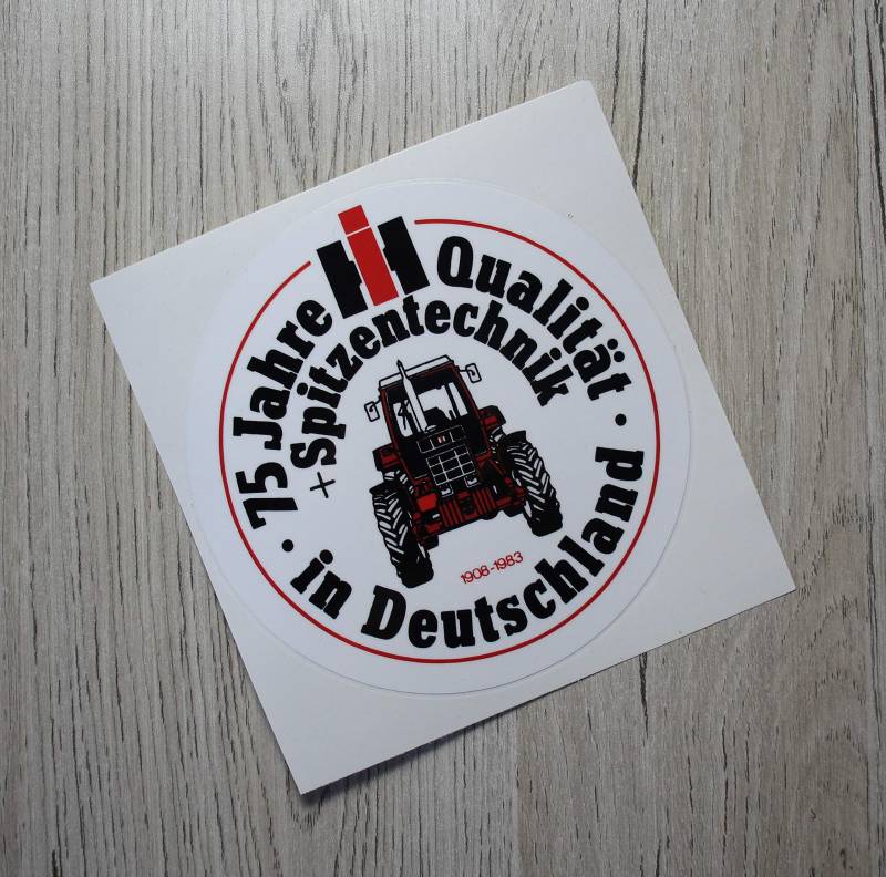 IHC Aufkleber 75 Jahre Qualität in Deutschland + Spitzentechnik Traktor International Logo Emblem Sticker von Eil Bulldog Versand