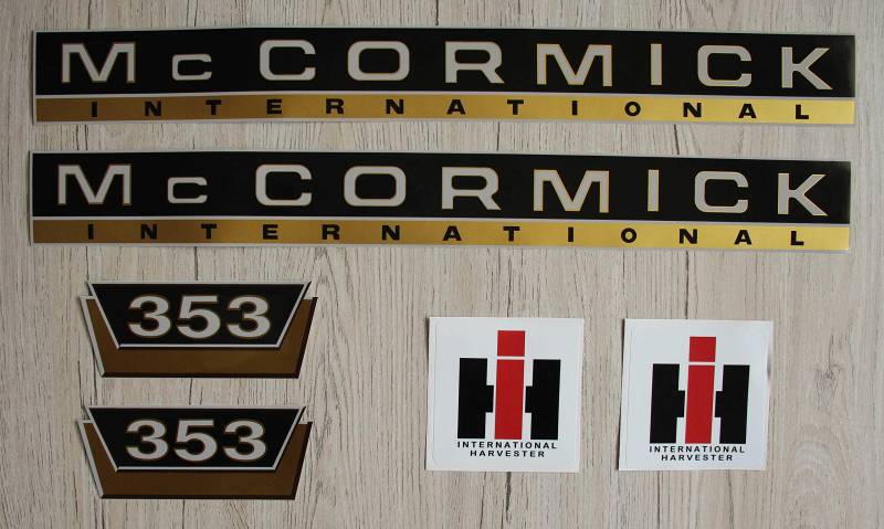 IHC MC CORMICK Aufkleber 353 Gold Traktor Emblem Sticker Label Set kurz von Eil Bulldog Versand