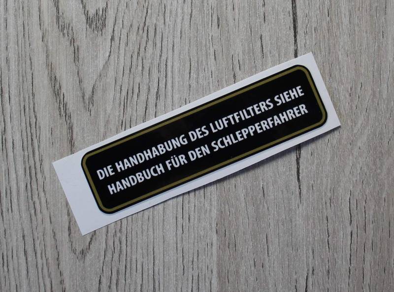 IHC MC CORMICK Aufkleber Die Handhabung des Luftfilters siehe Handbuch für den Schlepperfahrer Logo Traktor Emblem Sticker Label von Eil Bulldog Versand