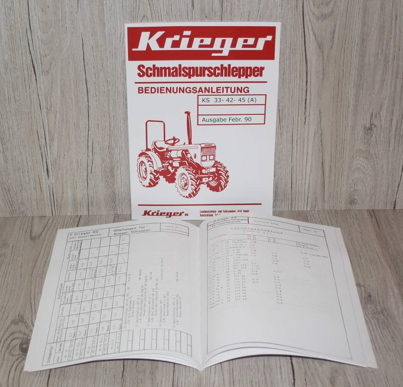 Krieger Betriebsanleitung Bedienungsanleitung Traktor KS 33 – 42 – 45 (A) mit und ohne Allrad von Eil Bulldog Versand