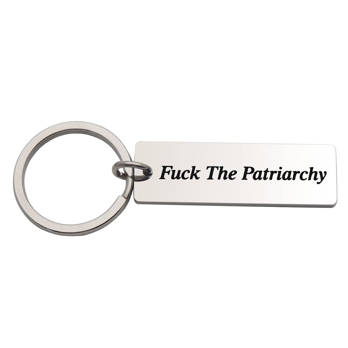 Eilygen Feministisches Geschenk Fuck the Patriarchy Schlüsselanhänger Handgestempelt Feminist Schlüsselanhänger für Sie, silber von Eilygen