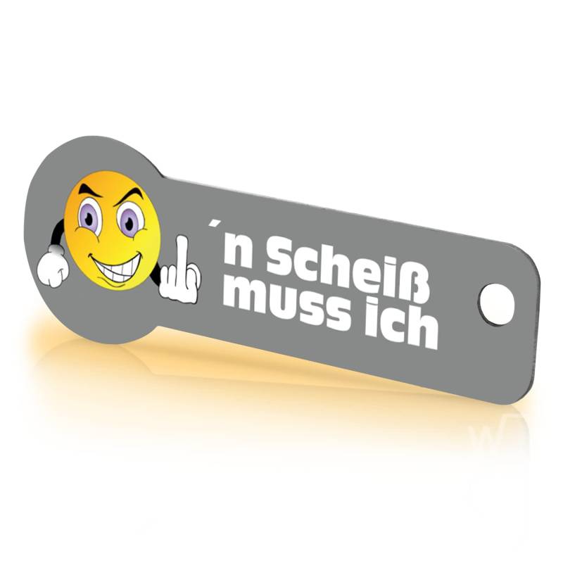 Einkaufswagenlöser 'n Scheiß muss ich / Entriegler für Einkaufswagen – inkl. 1 Jahr Schlüsselfundservice / Einkaufswagenchip abziehbar/ Einkaufschip zum rausziehen/ Schlüsselanhänger Metall/ 1 Stück von Einkaufswagenlöser