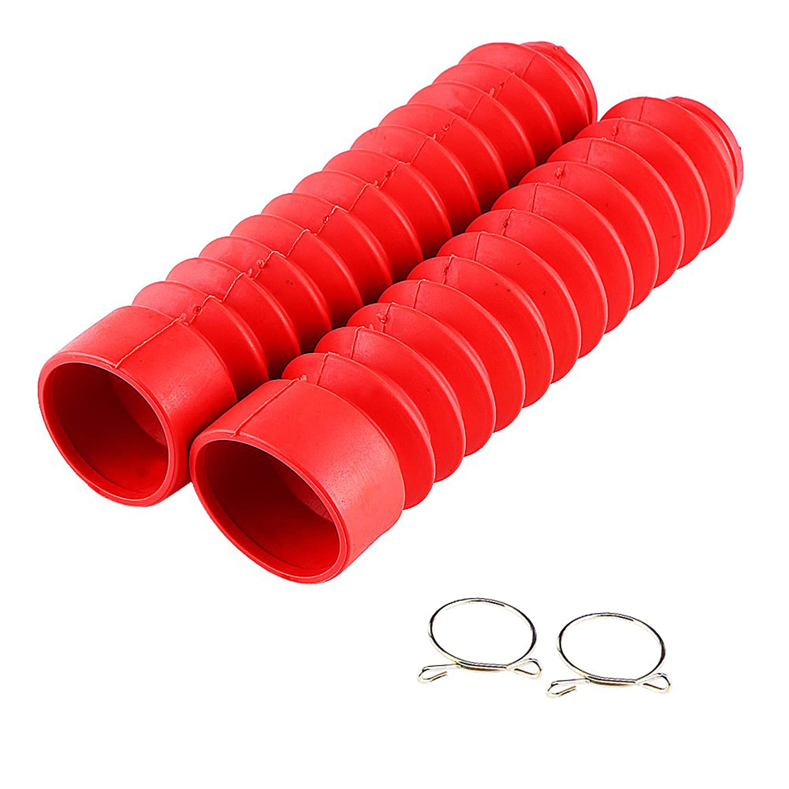 1 Paar Motorrad Faltenbalg, Motorrad Gabel Faltenbalg Gabel Abdeckung Gummi Gabelschutz Faltenbalg Gabelabdeckung Schock Gamaschen Abdeckung für CQR ATV Dirt Bike 205 x 42mm(rot) von Ejoyous