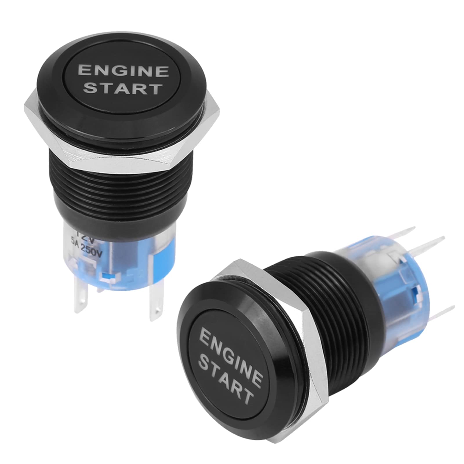 12V Auto Startknopf, 19mm Zündschloss Engine Start Button Motorstart Druckknopf Wasserdicht LED-tastenschalter Zündstarter Zündstartschalter Auto Motor Start Taster LED von Ejoyous