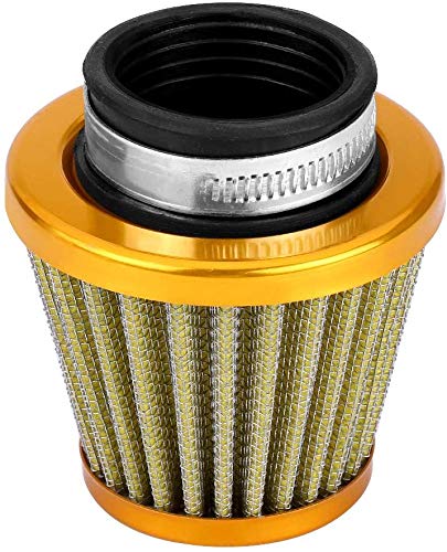 38mm Motorrad Luftfilter, Ansaugluftfilter Motorrad Ansaugkit Luftfilter Universal-Motorrad Doppelschicht Stahl Filter Luftfilter Ansaug Induktions Kit mit Offroad ATV Quad Dirt Pit Bike (Gold) von Ejoyous