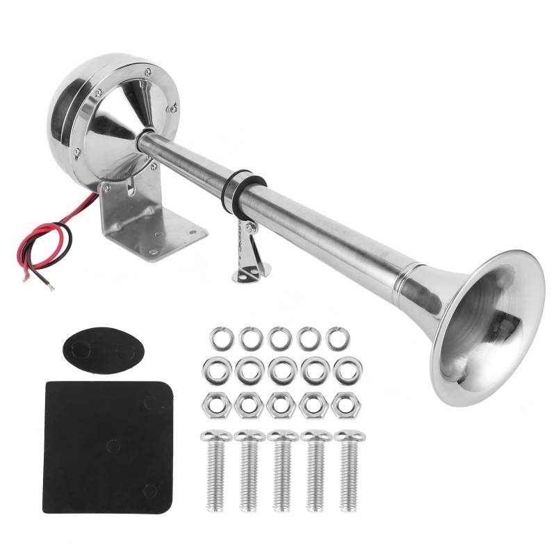 Air Horn Boot 12V, Airhorn Hupe Super Loud Luft Horn Edelstahl Signalhorn Autohupe Kit, für 12V Fahrzeuge PKW LKW Booten Yachten Wohnmobile von Ejoyous