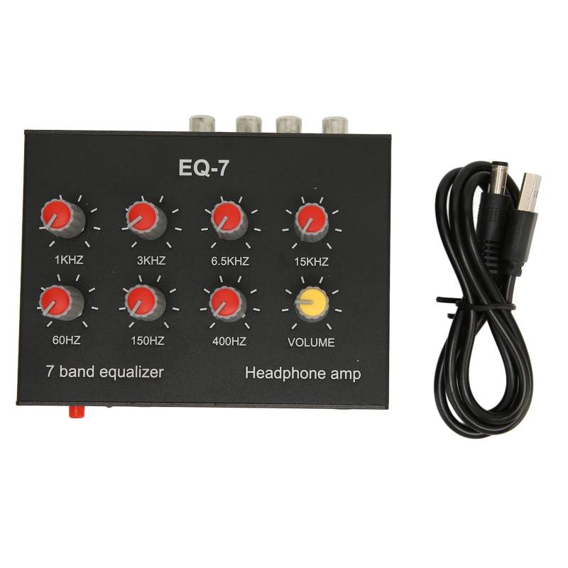 Ejoyous 7 Band Grafik Equalizer, Auto Equalizer Dual Kanal Sound Equalizer Dj-Mixer, für Aufnahmen Streaming Podcasting 3,5 mm Schnittstelle EQ Ausgang Eingang von Ejoyous