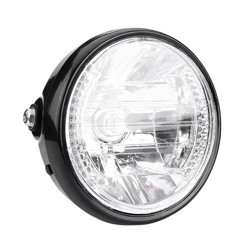 Ejoyous 7" Motorrad Scheinwerfer Rund, 178 mm 12V LED Scheinwerfer Halterung Motorrad, Mofa Scheinwerfer, für Hercules Prima 2 3 4 5S Mofa und Optima Moped schwarz, Unisex, Multipurpose von Ejoyous