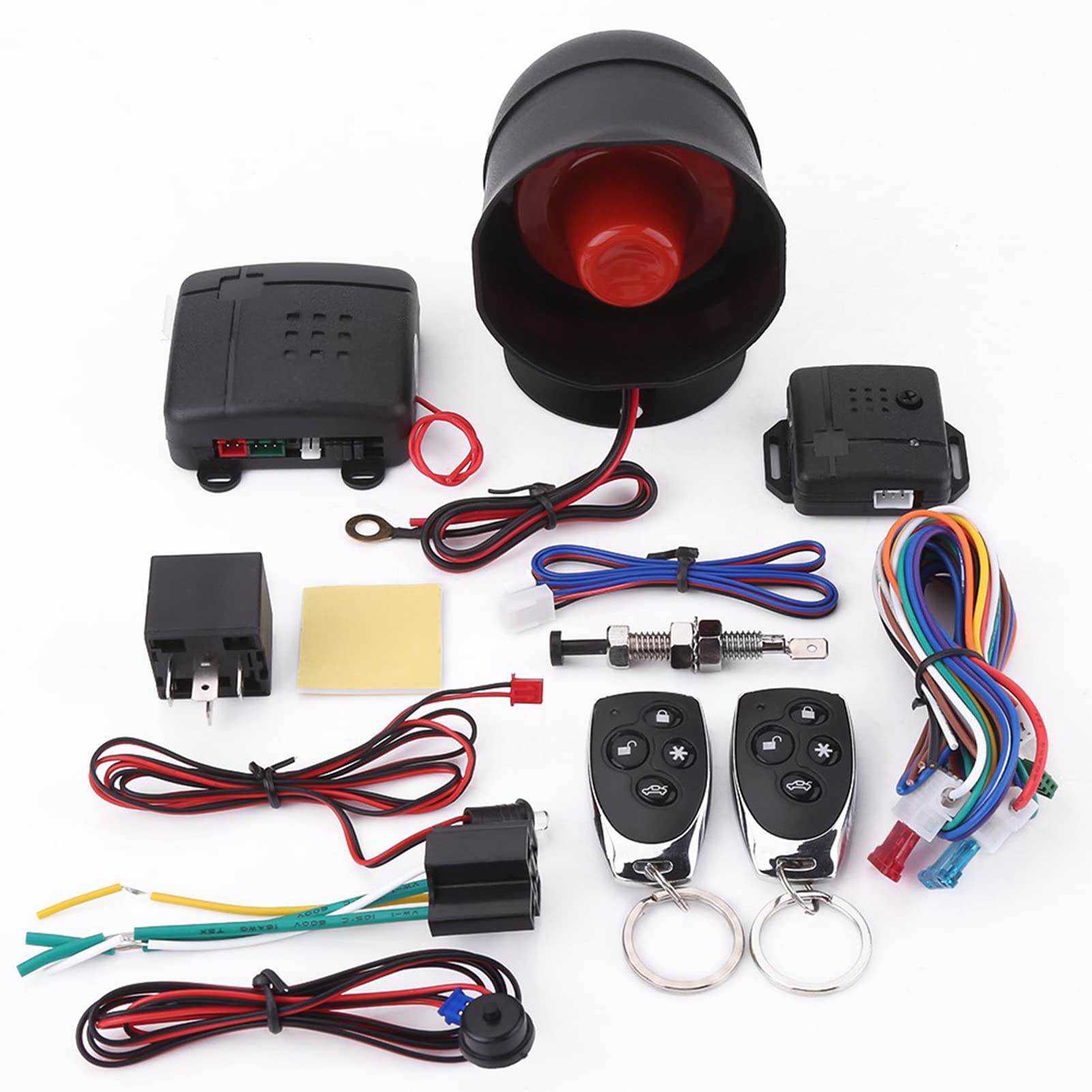 Ejoyous Auto Alarm Sicherheitssystem, Universal Alarmanlagen Sicherheit Schutz System Auto Keyless Entry System mit 2 Fernbedienungen Auto Hupe Sirene Alarm von Ejoyous