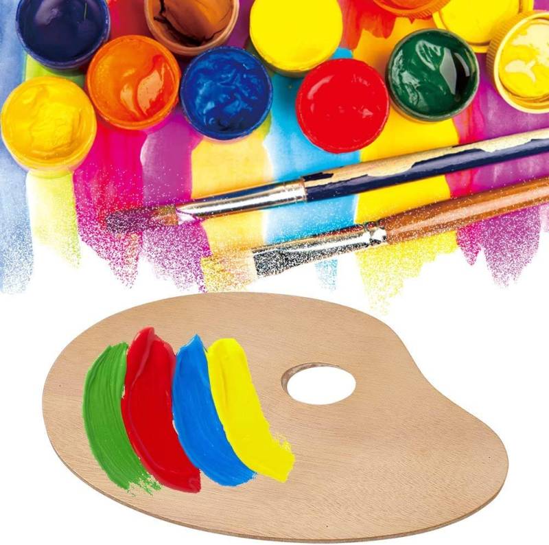 Ejoyous Holzpalette Holz Malpalette Mischpalette Oval Farbpalette Rund Farbmischpalette mit Griffloch für Malen Ölfarben Kunst Aquarell 20 * 30 cm von Ejoyous