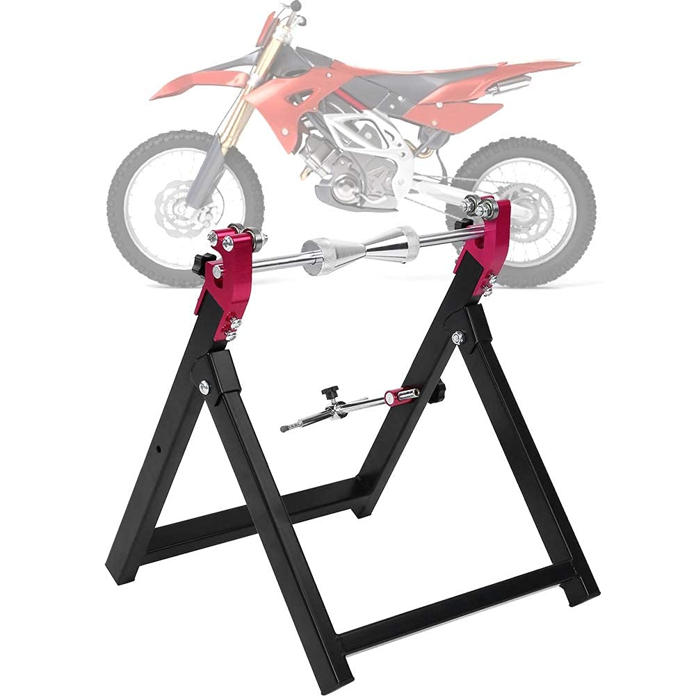 Ejoyous Motorrad-Radauswuchtmaschine, Faltbares Motorrad Auswuchtgerät Wheel Balancer Motorbike Truing Balancing Rim Tire Truing Stand mit Installationszubehör von Ejoyous