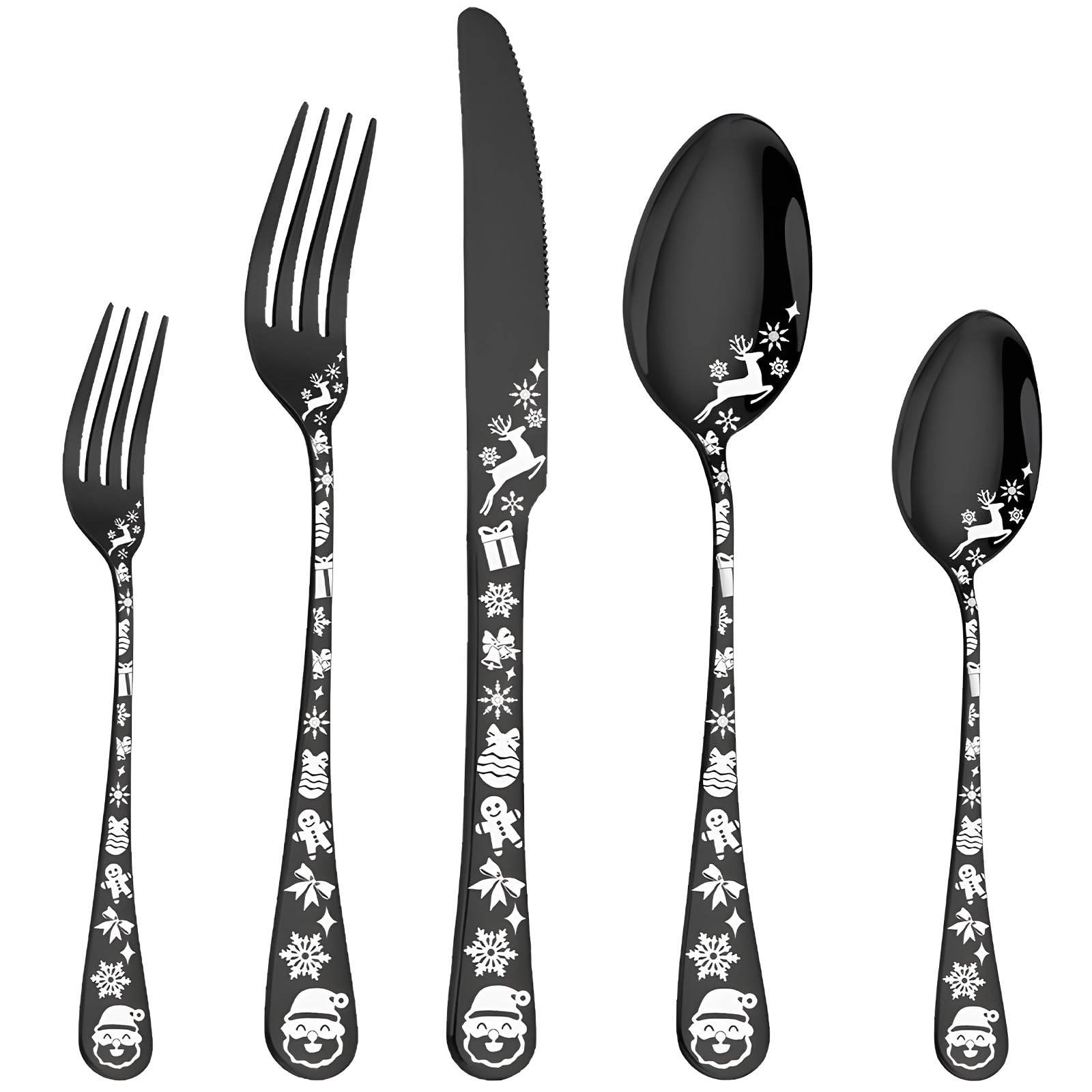 Ejoyous Premium Edelstahl-Besteckset, Weihnachtsfest-Design, Einschließlich Messergabel Löffel Set, für zu Hause und Restaurant Geeignet, Langlebig und Elegant (40pcs gesetzt) von Ejoyous