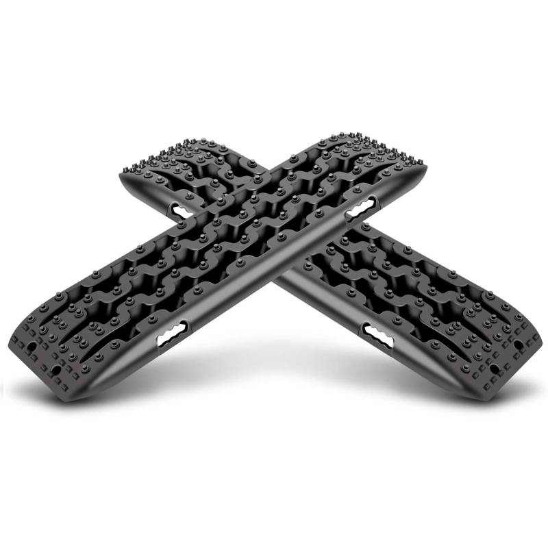 Anfahrhilfe Wohnmobil, Recovery Tracks 4x4 Off Road Traktion Boards Sand/Schlamm/Schnee 10T Gripmatte Schlamm Sand Schnee Reifenleiter 2 Stücke für Geländewagen PKW LKW Schwarz von Ejoyous