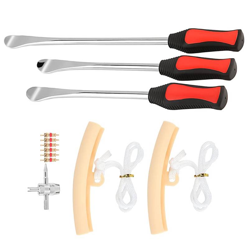 Ejoyous Reifen Montiereisen, 3pcs Löffel Reifen Reifenheber Tire Spoons Lever Iron Tool Kits Reifenheber montierhebel Werkzeug mit 2pcs Rad Felge Protektoren für Motorrad Fahrrad Reifen von Ejoyous