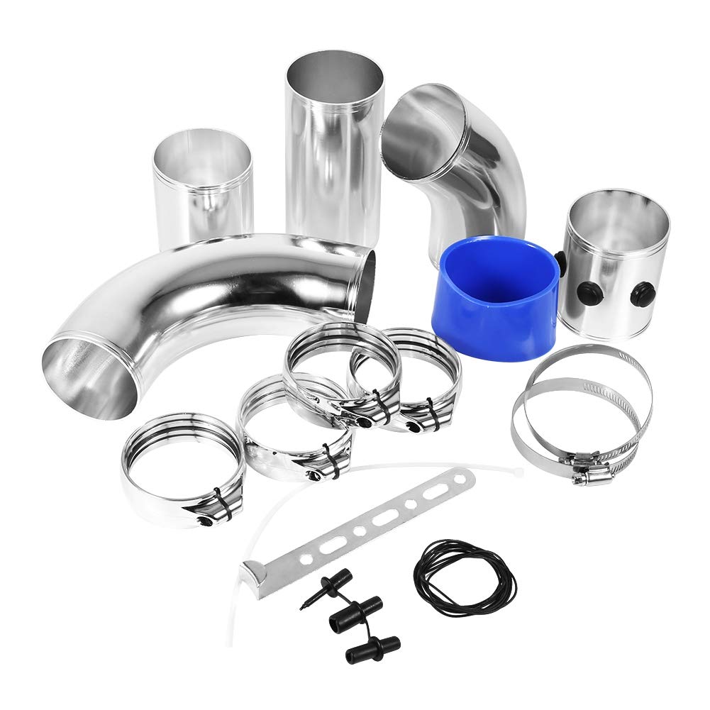 Sportluftfilter Auto, Universal Luftfilter Rohr Luftansaugrohr Ansaugkit Aluminiumlegierung Kaltluftfilter Fitting Rohre Set Luftfilter Einspritzsystem Auto Ansaugrohr Kit von Ejoyous