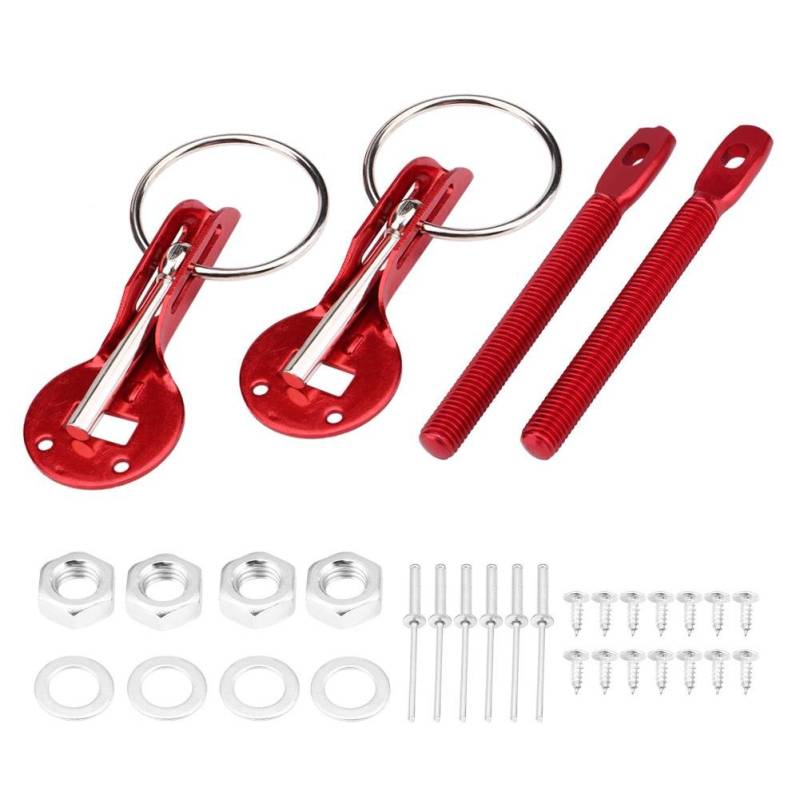 Universal Motorhauben Pin Lock Kit, Edelstahl Auto Motorhauben Pin Lock Motorhauben Schnellverschluss Verriegelung Racing Motorhaubenverriegelung Für Racing Sport Car(Rot) von Ejoyous