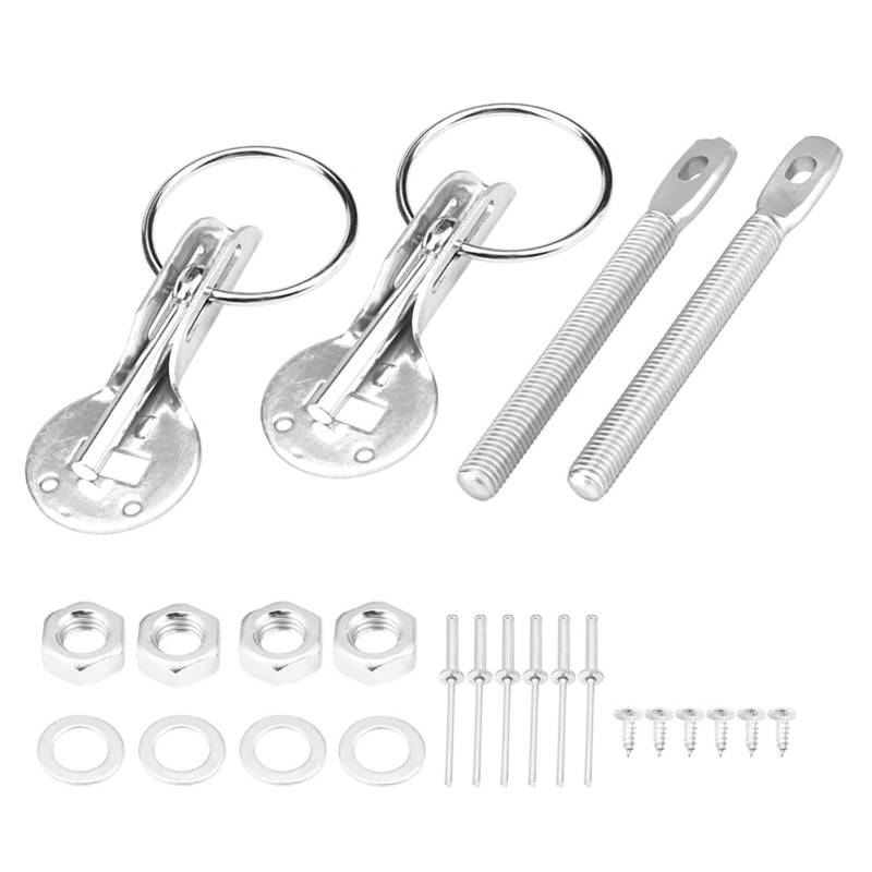 Universal Motorhauben Pin Lock Kit, Edelstahl Auto Motorhauben Pin Lock Motorhauben Schnellverschluss Verriegelung Racing Motorhaubenverriegelung Für Racing Sport Car(Silber) von Ejoyous