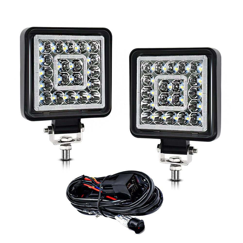 2 PCS LED Arbeitsscheinwerfer, 4'' Autoscheinwerfer Arbeitsscheinwerfer Traktor 9-30V Wasserdicht Offroad Scheinwerfer Spotlight Arbeitslicht für Bagger Traktoren Schlepper ATV Lkw Offroad Typ2 von Ekakashop