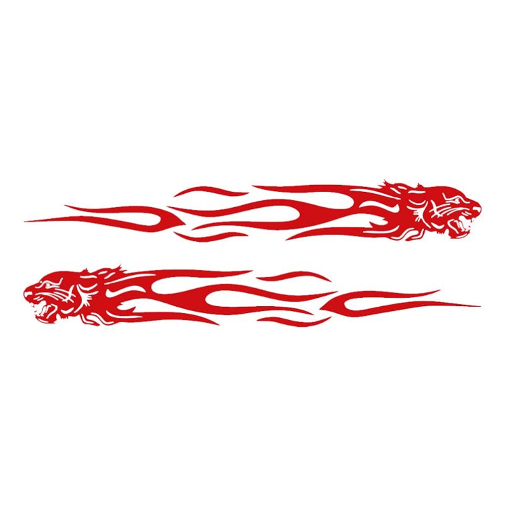 Ekakashop Aufkleber Autoaufkleber 3D Flamme Tiger Aufkleber Auto Emblem Sticker Auto Racing Aufkleber wasserfester Aufkleber Auto Styling Dekoration Aufkleber 20CM*3CM Rot von Ekakashop