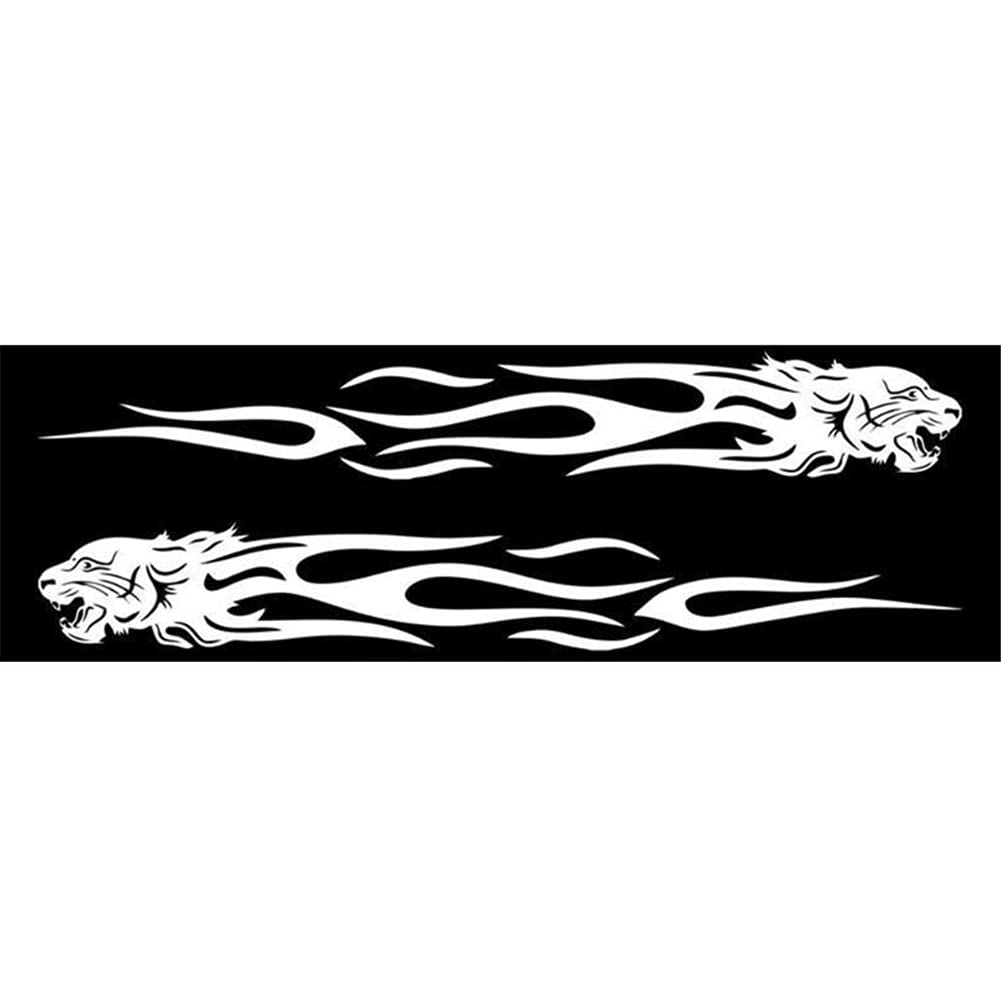 Ekakashop Aufkleber Autoaufkleber 3D Flamme Tiger Aufkleber Auto Emblem Sticker Auto Racing Aufkleber wasserfester Aufkleber Auto Styling Dekoration Aufkleber 20CM*3CM Weiß von Ekakashop