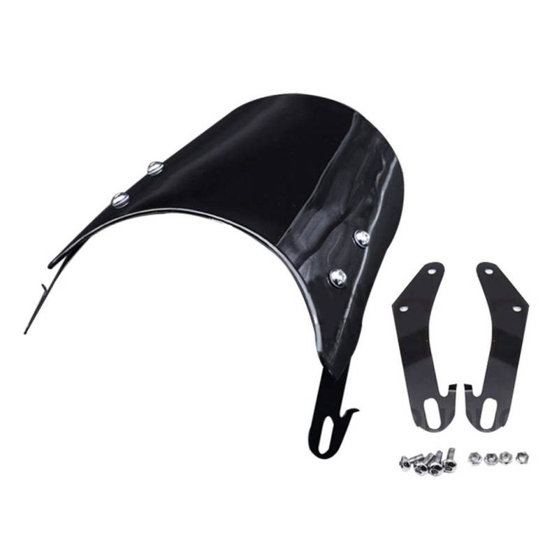 Ekakashop Motorrad Windschutzscheibe Schutzabdeckung Rund Scheinwerferabdeckung Retro Frontverkleidung Windschutz Motorrad Windschutzscheiben Windabweiser Windschild Schutzhülle, 5-7 Zoll, Schwarz von Ekakashop